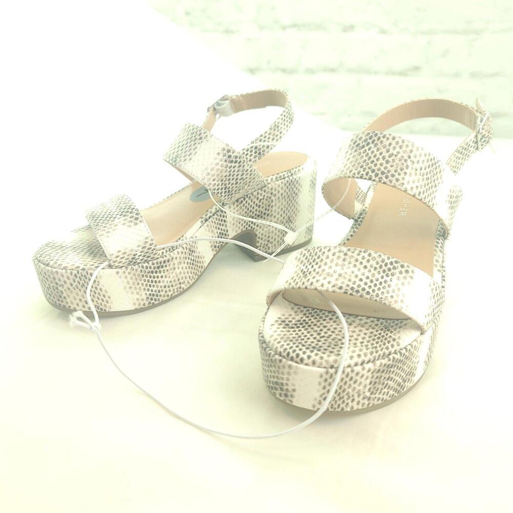 Marc Fisher White Reptile Print Platform Sandals … - image 3